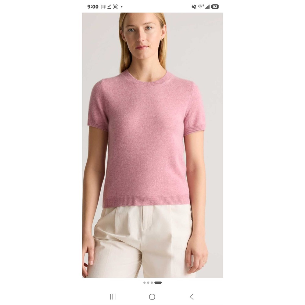 Quince Mongolian Cashmere Tee Short Sleeve Sweater Mauve Mist XS NWT